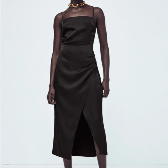 scarf silk dress Elegant Silk Satin Reception Dress With Long Scarf Athena-1 Made to Order / Off-white / 2 US (34 EU)